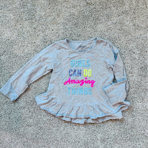 Capelli Girls Long Sleeve Peplum Top inspirational shirt gray– Size 4T - Picture 5 of 7